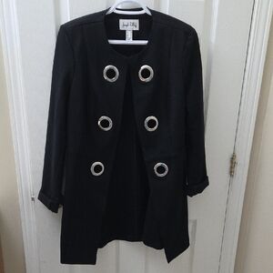 Joseph Ribkoff Black Trench Coat with Silver Accents